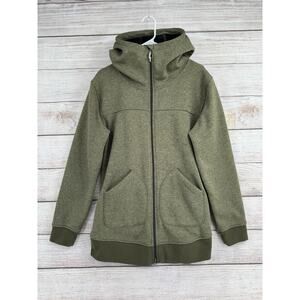 Burton Minxy Hooded Fleece Jacket Womens Large Green Lined Quick Dry Wicking